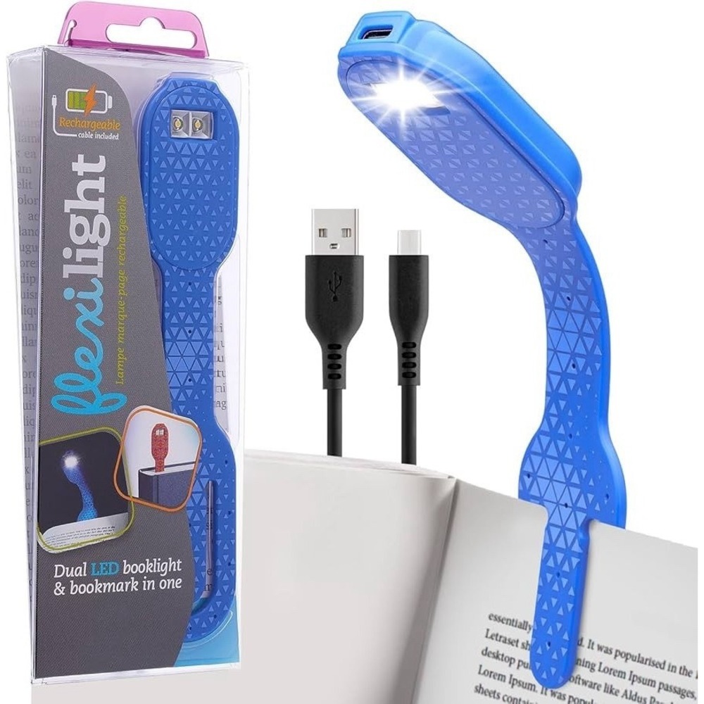 Flexilight Rechargeable Blue Hexagonal Book Light Thinking Gifts Bookmark Readin